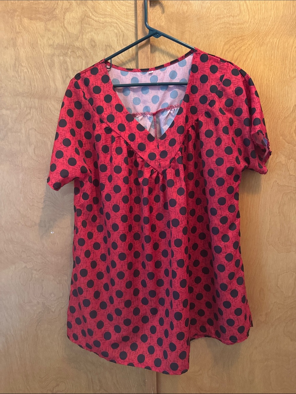 Red Polka Dot Women’s Top - Black Dot Print